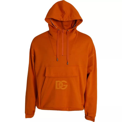 Dolce & Gabbana Orange Hooded Pullover Sweatshirt Sweater