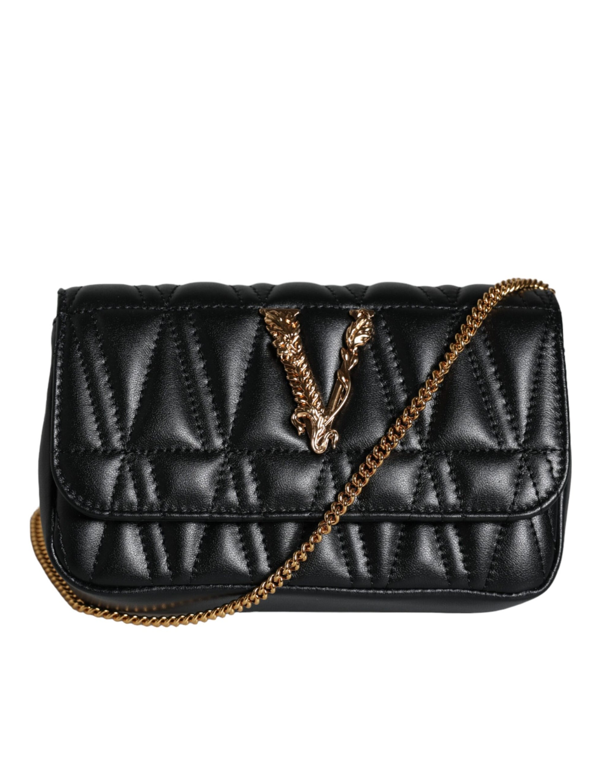 Versace Black Mini Nappa Leather Crossbody Shoulder Bag