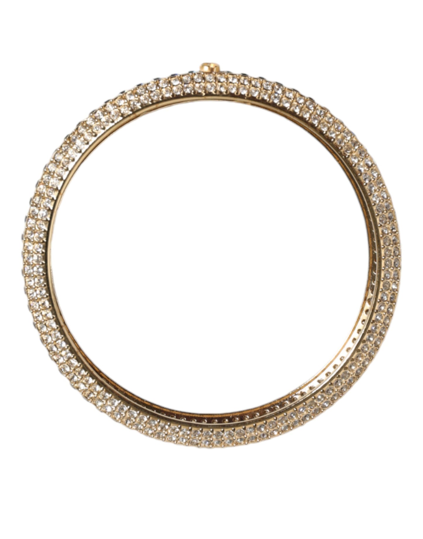 Dolce & Gabbana Gold Tone Brass Crystal Stass DG Round Bangle Bracelet