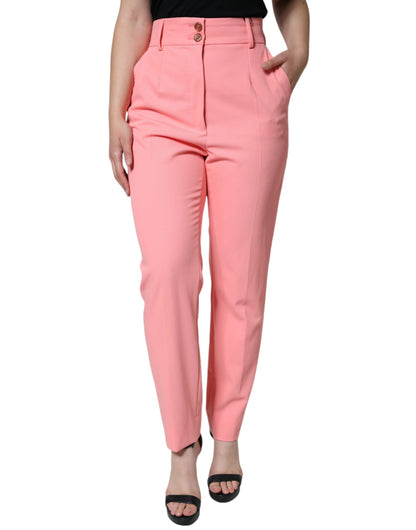 Dolce & Gabbana Rose Pink Polyester High Waist Tapered Pants