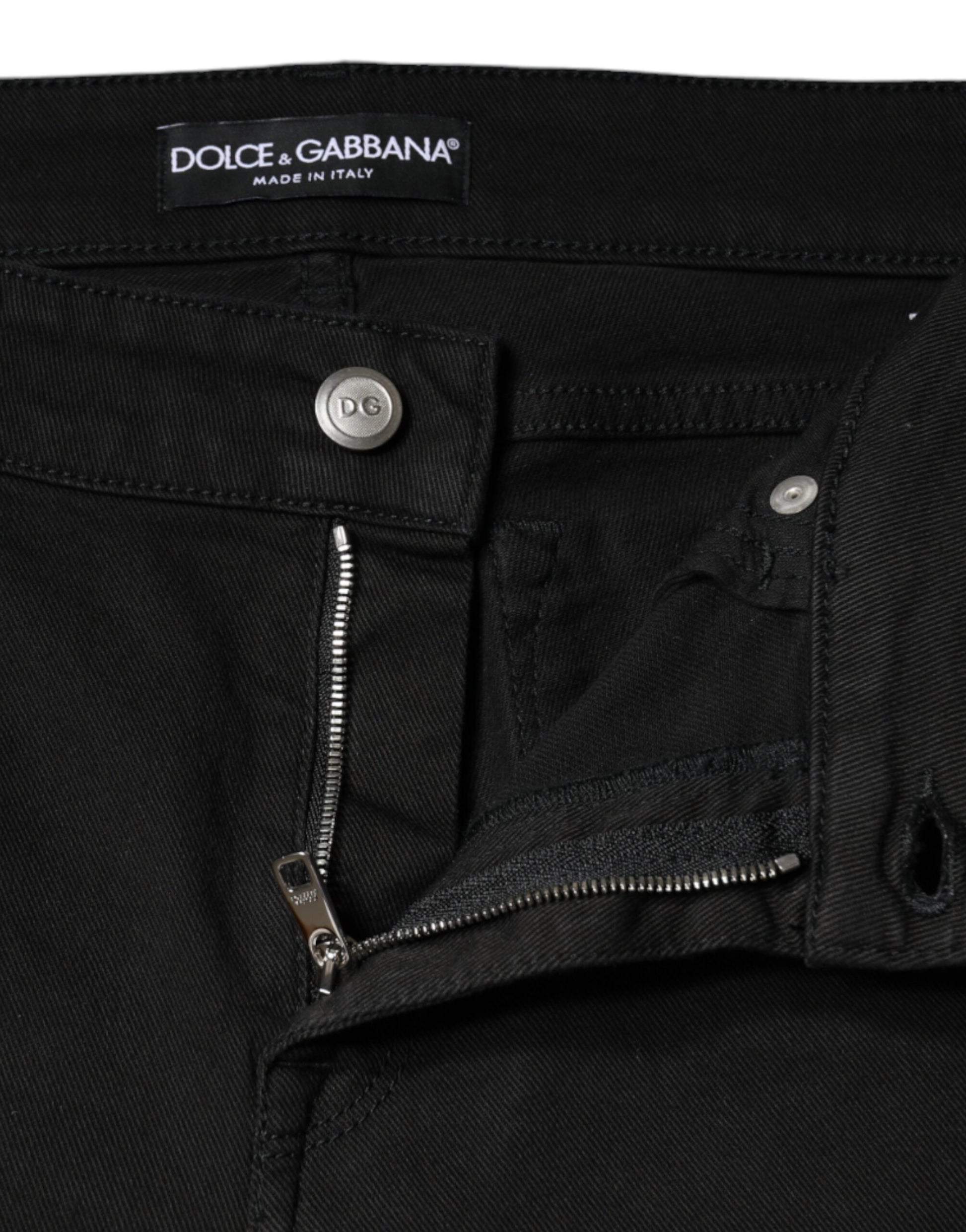 Dolce & Gabbana Black Cotton Mid Waist Skinny Denim Jeans