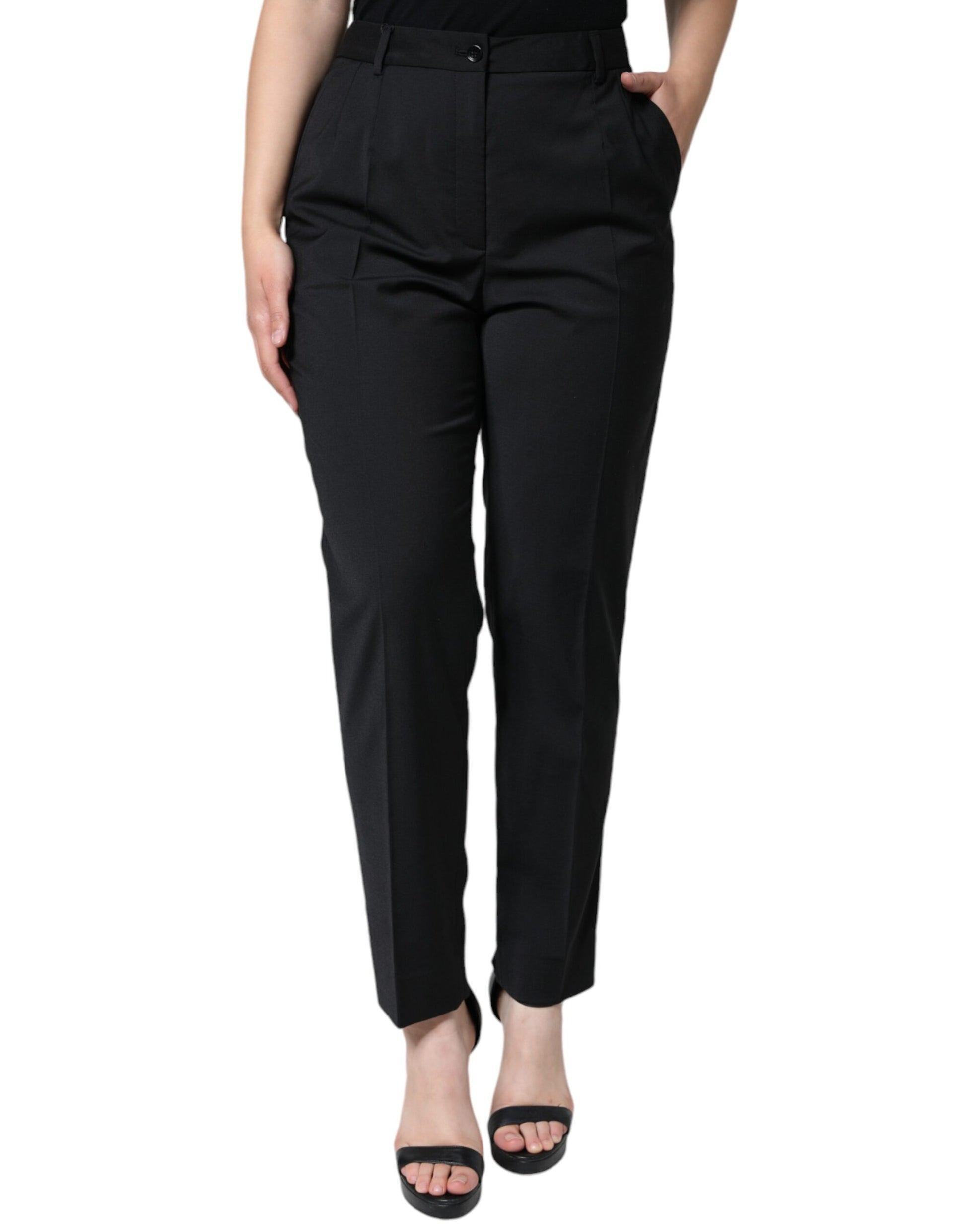 Dolce & Gabbana Black High Waist Tapered Women Pants