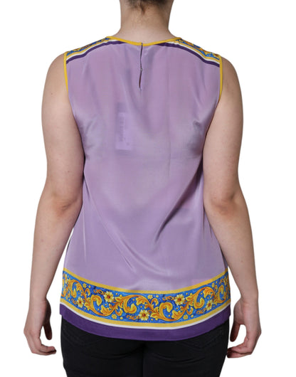 Dolce & Gabbana Purple Silk Caponata Siciliana Print Tank Top