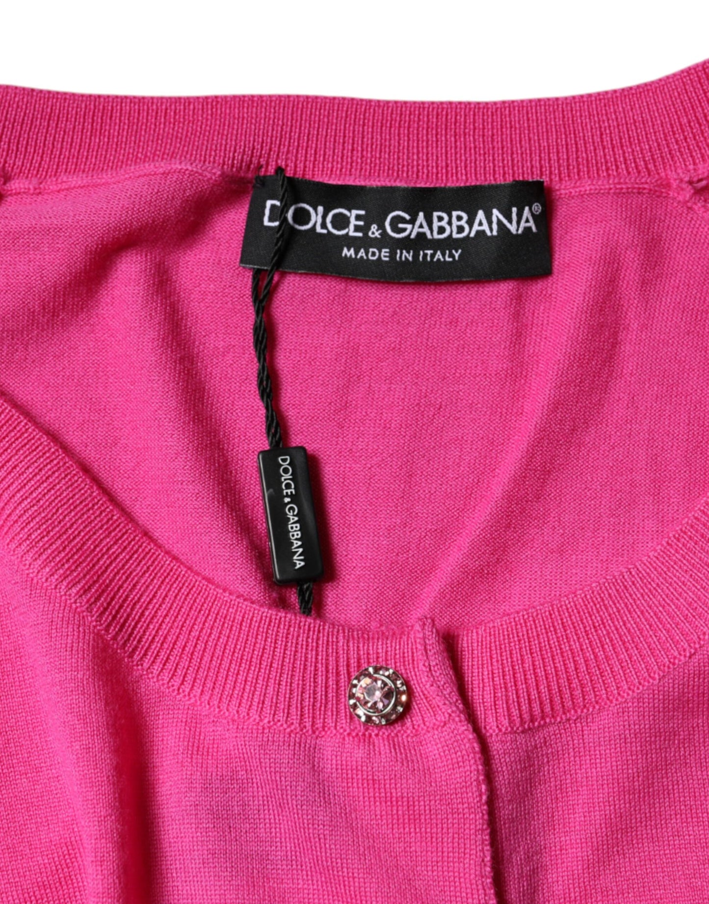 Dolce & Gabbana Pink Wool Button Down Short Sleeve Blouse Top