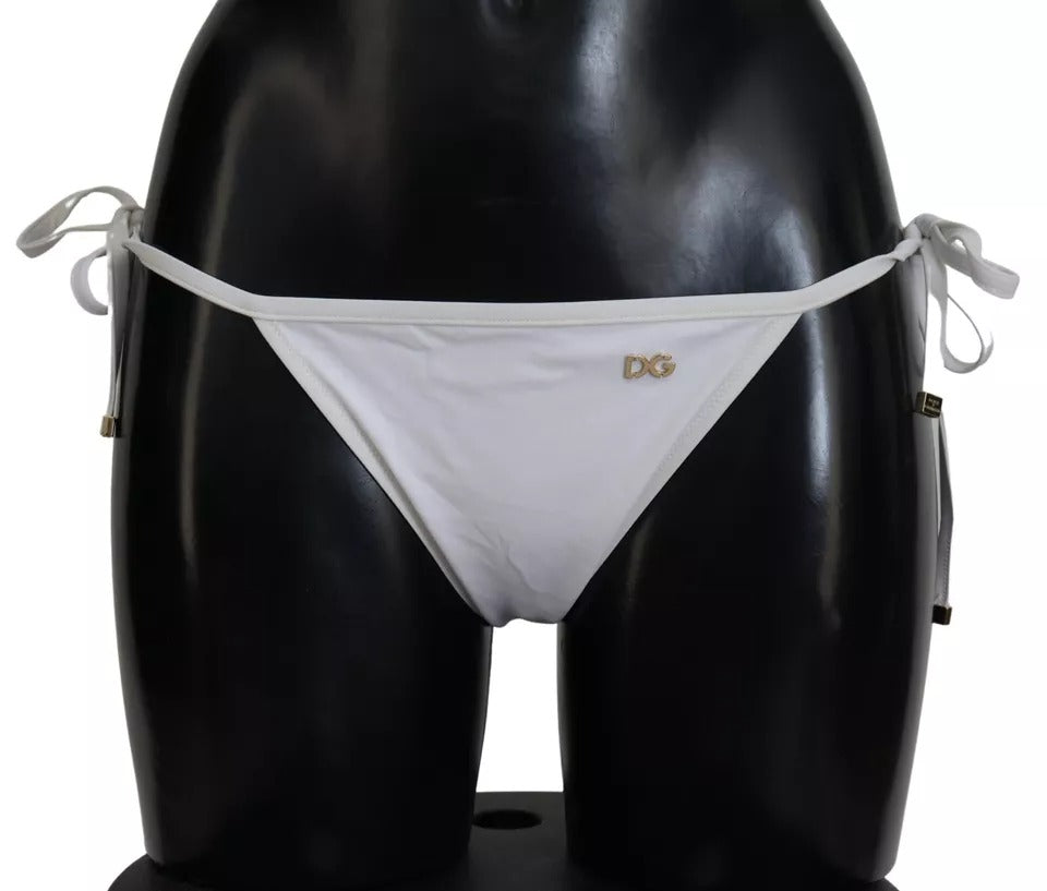 Dolce & Gabbana White DG Logo Beachwear Swimwear Bikini Bottom