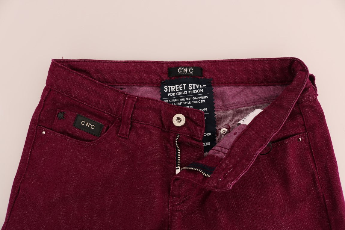 Costume National Sleek Red Straight Fit Luxury Jeans