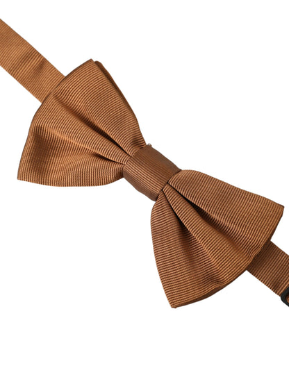 Dolce & Gabbana Brown Silk Adjustable Neck Men Bow Tie