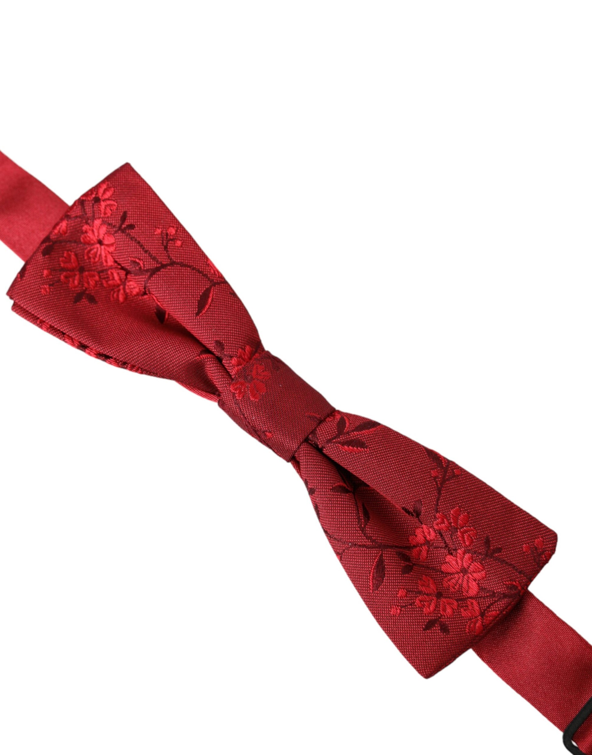 Dolce & Gabbana Red Brocade Silk Adjustable Neck Men Bow Tie