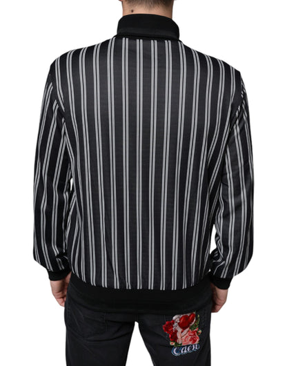 Dolce & Gabbana Black White Stripes Full Zip DNA Milano Men Sweater