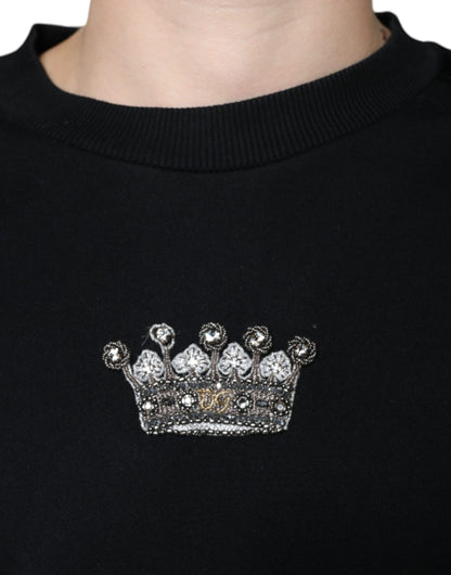 Dolce & Gabbana Black Cotton Crown Pullover Sweatshirt Sweater