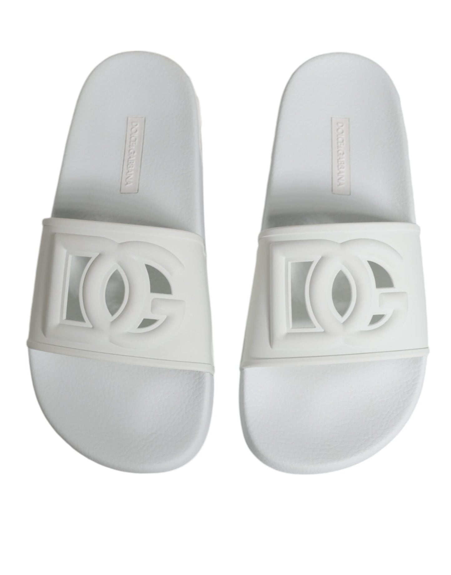 Dolce & Gabbana White Rubber Slides Sandals Beachwear Shoes