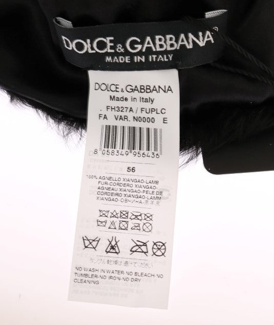 Dolce & Gabbana Elegant Black Xiangao Fur Beanie Hat