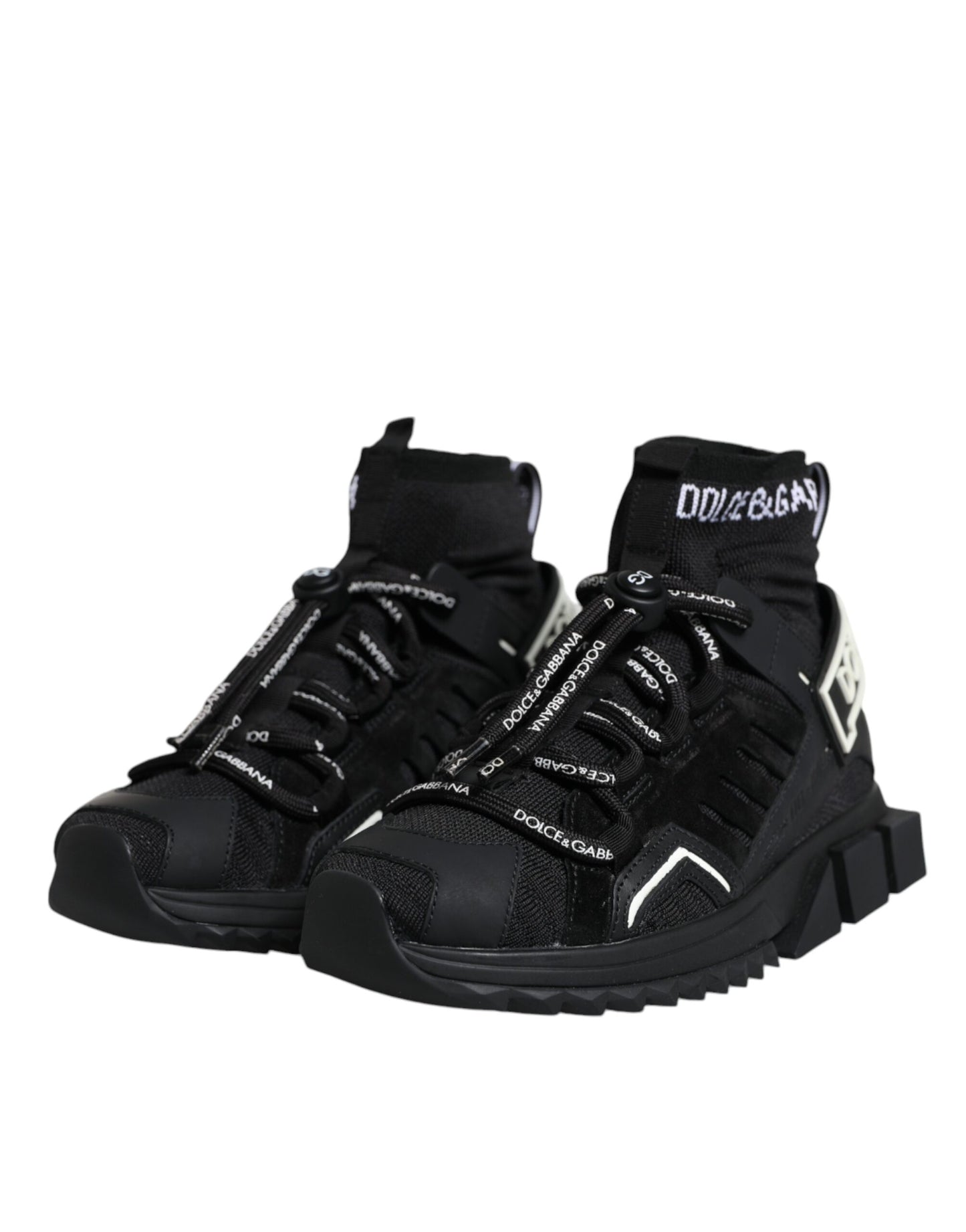 Dolce & Gabbana Black Sorrento Socks Logo Sneakers Shoes