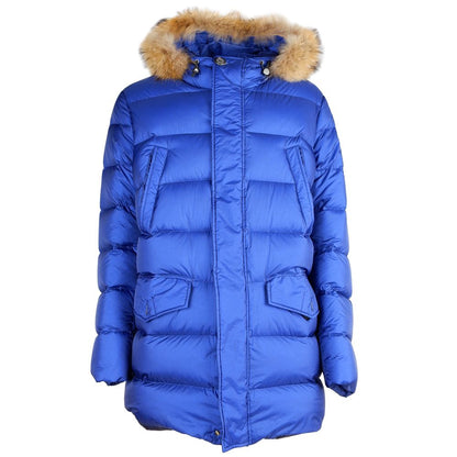 Add Blue Nylon Men Jacket with Duck Down Filling