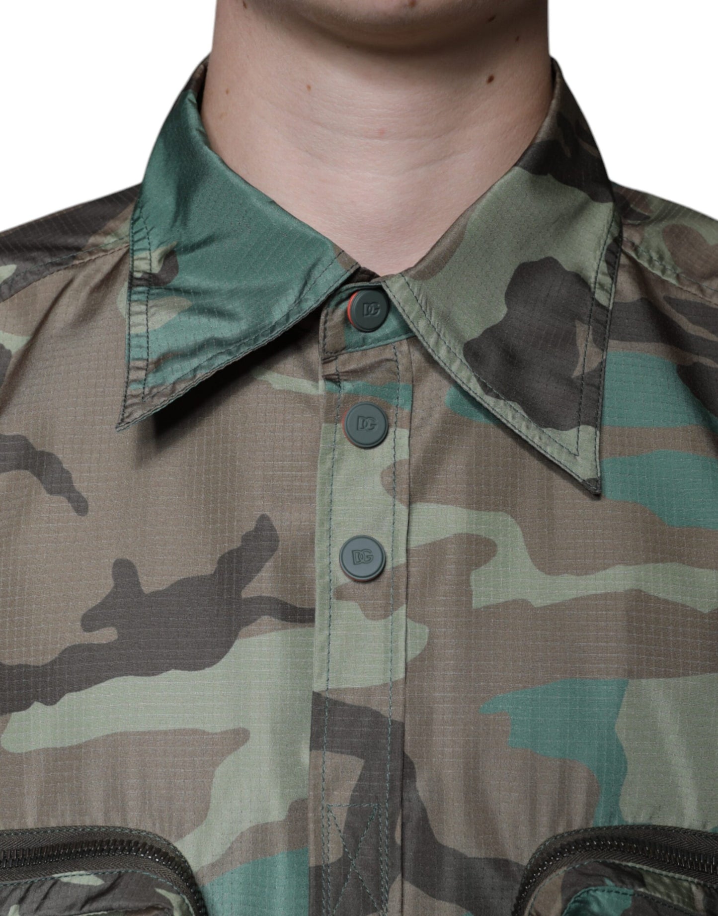 Dolce & Gabbana Multicolor Camouflage Button Down Shirt