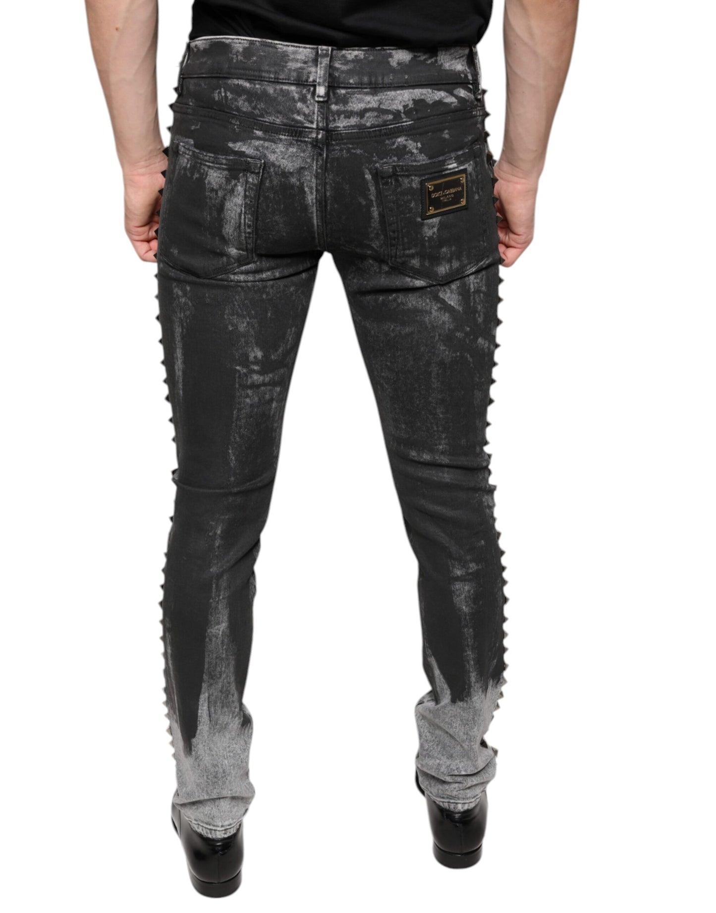 Dolce & Gabbana Black Embellished Cotton Skinny Denim Jeans