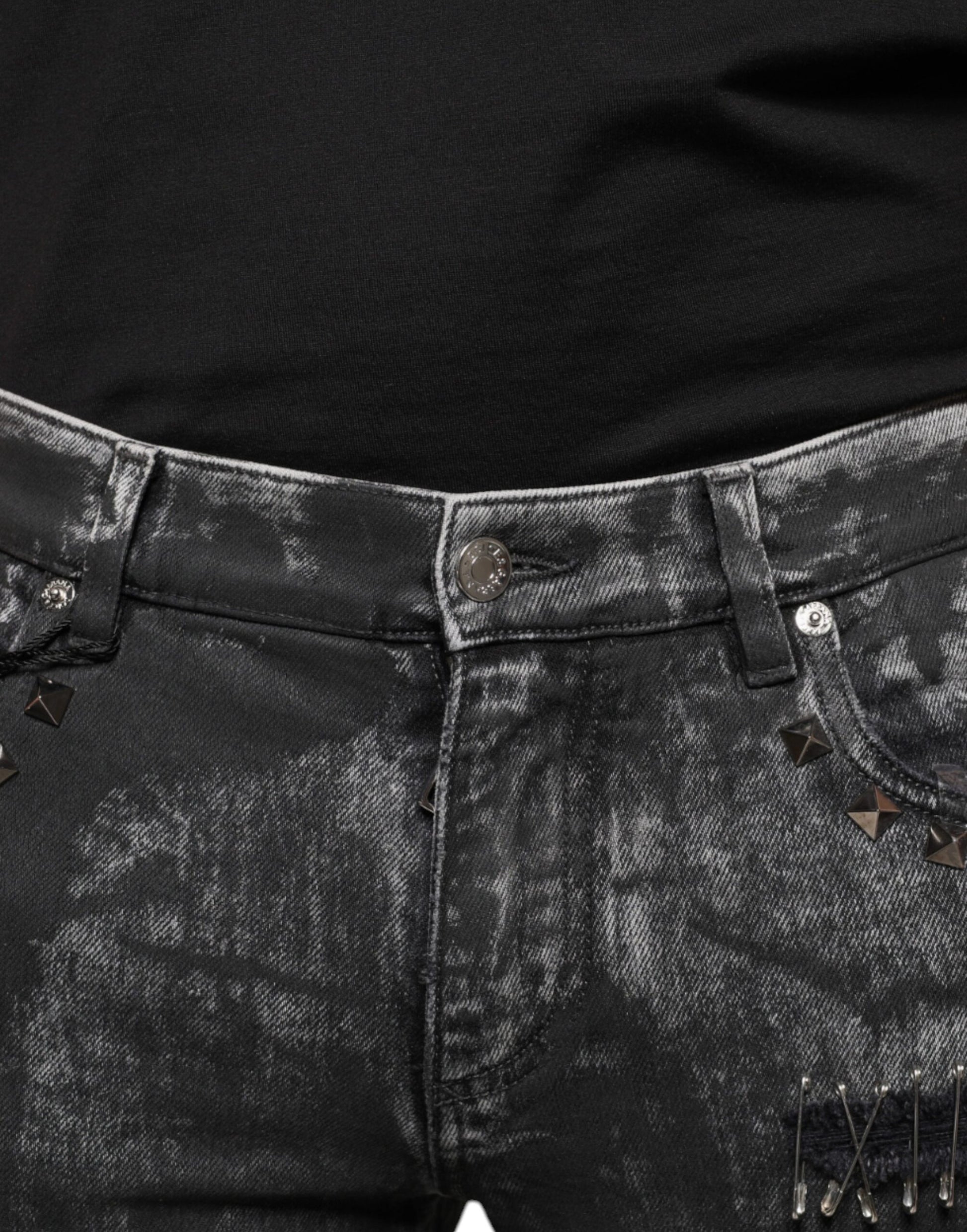 Dolce & Gabbana Black Embellished Cotton Skinny Denim Jeans