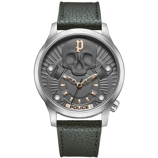 Police Green Leather Watch