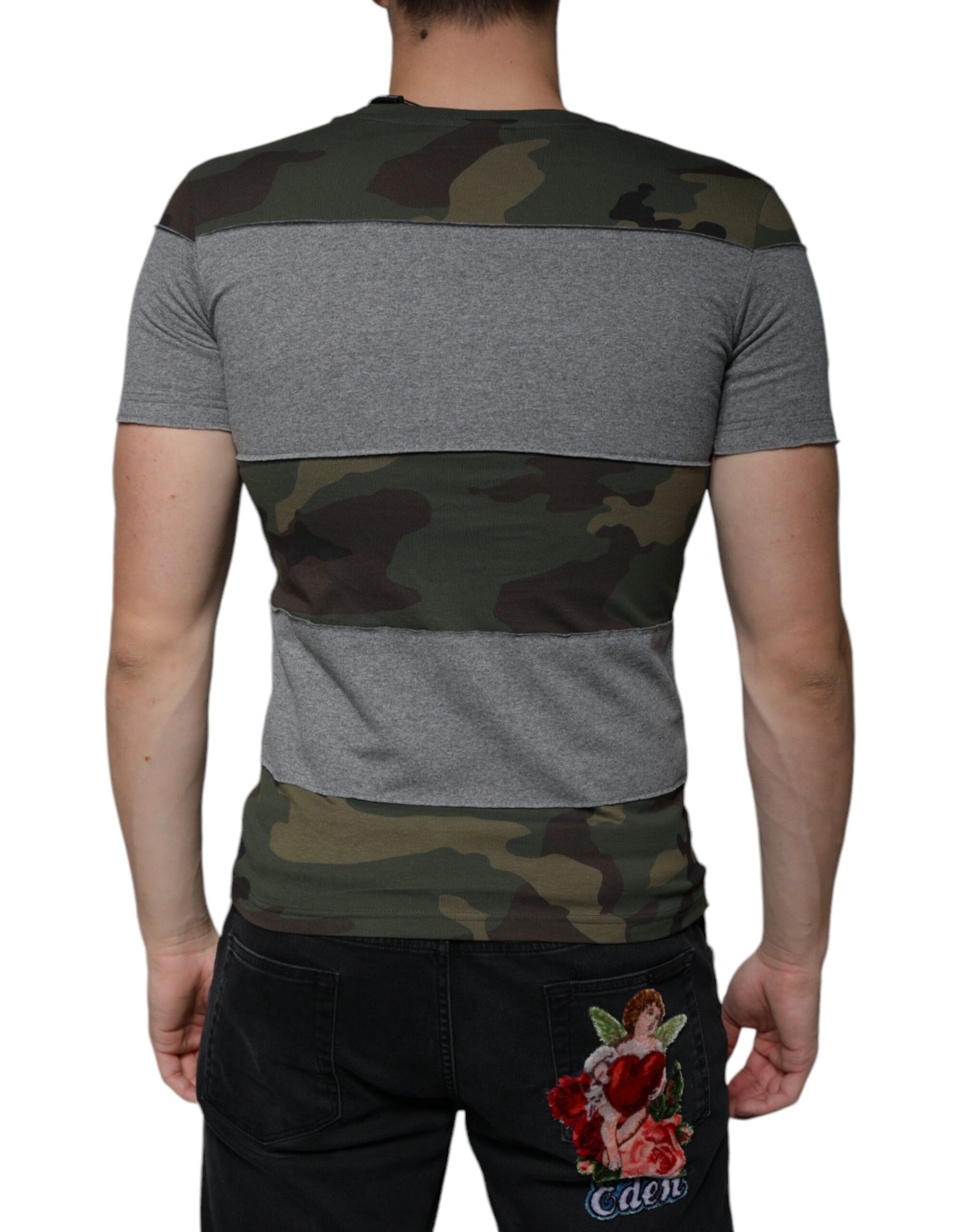 Dolce & Gabbana Multicolor Camouflage Cotton Crew Neck T-shirt