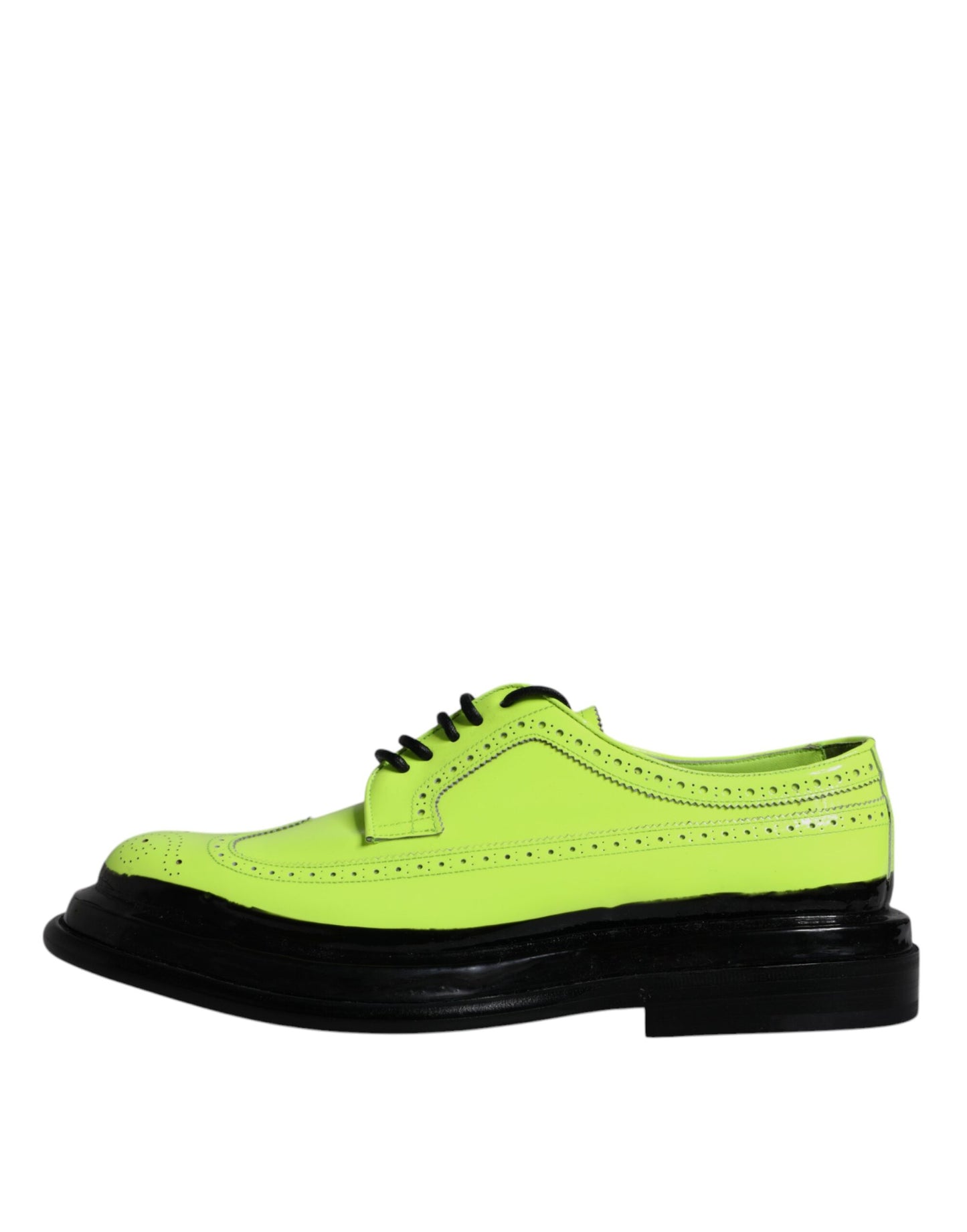 Dolce & Gabbana Neon Green Leather Lace Up Derby Dress Shoes