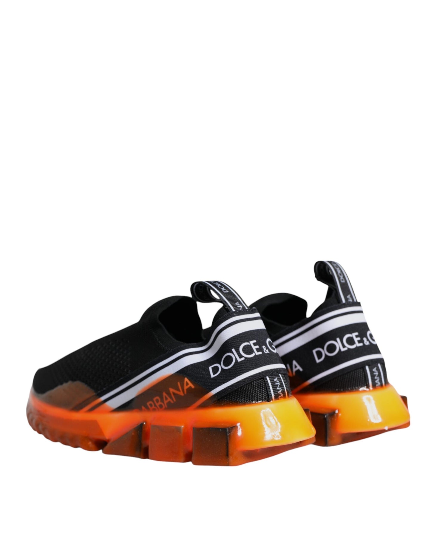 Dolce & Gabbana Black Orange Sorrento Slip On Sneakers Shoes