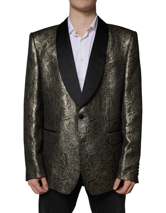 Dolce & Gabbana Gold SICILIA Jacquard Single Breasted Coat Blazer