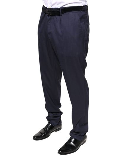 Dolce & Gabbana Blue Wool Skinny Formal Dress Pants