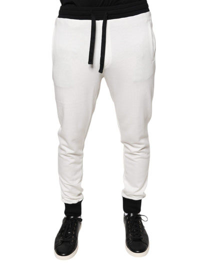 Dolce & Gabbana White Cotton Slim Men Jogger Sweatpants Pants