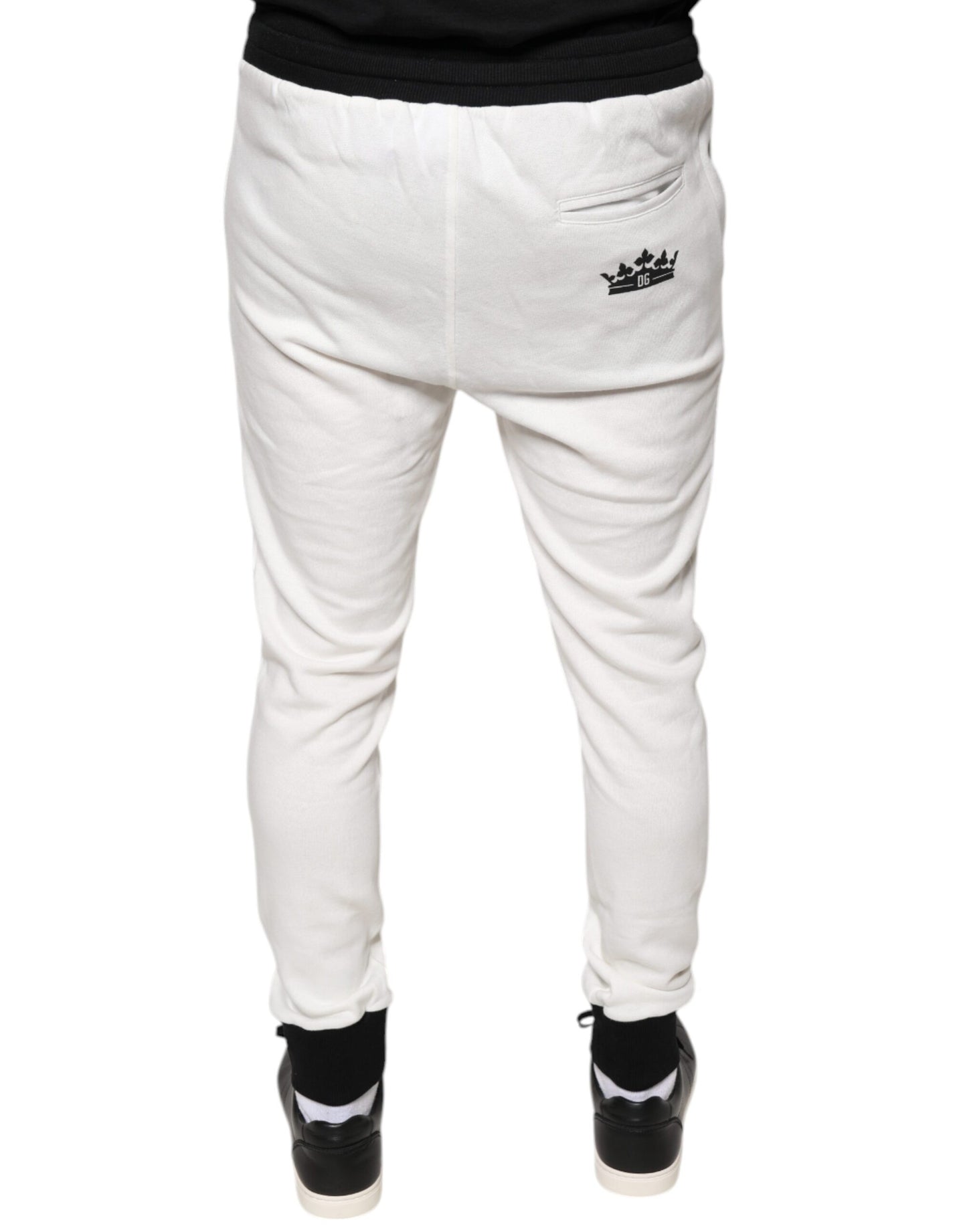 Dolce & Gabbana White Cotton Slim Men Jogger Sweatpants Pants