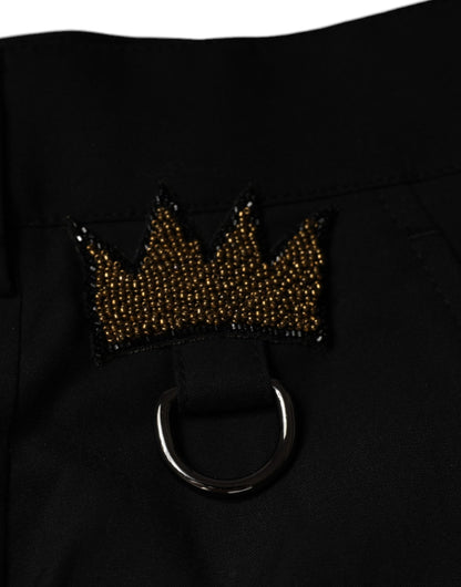 Dolce & Gabbana Black Crown Cotton Dress Pants