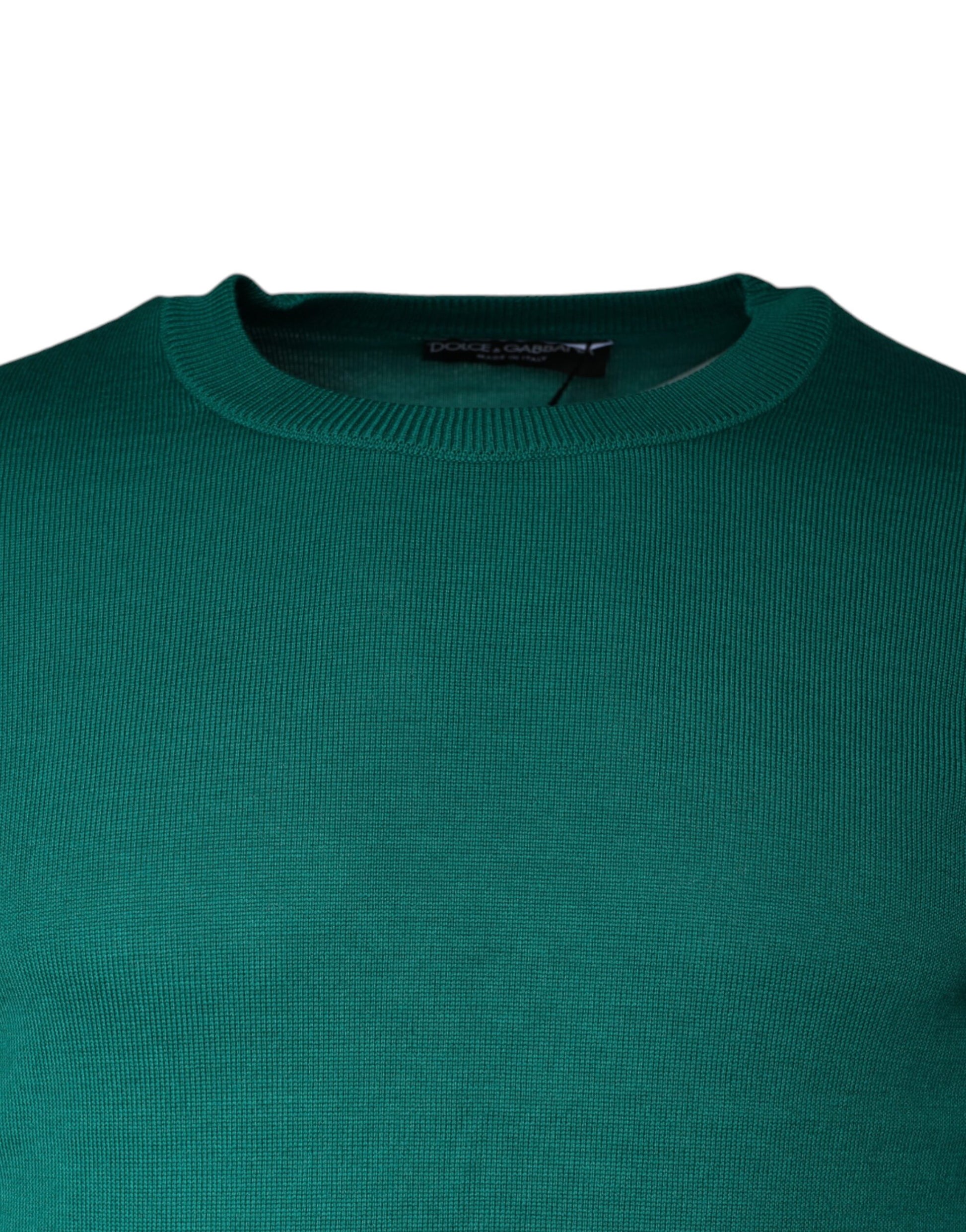 Dolce & Gabbana Green Wool Knit Crew Neck Pullover Sweater