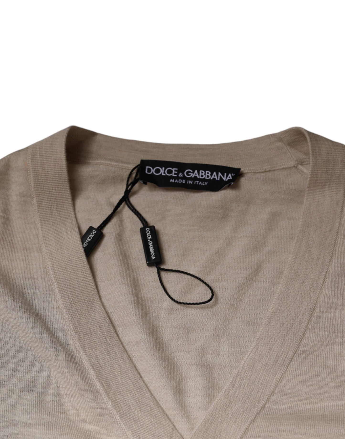 Dolce & Gabbana Beige Cashmere Button Down Cardigan Sweater