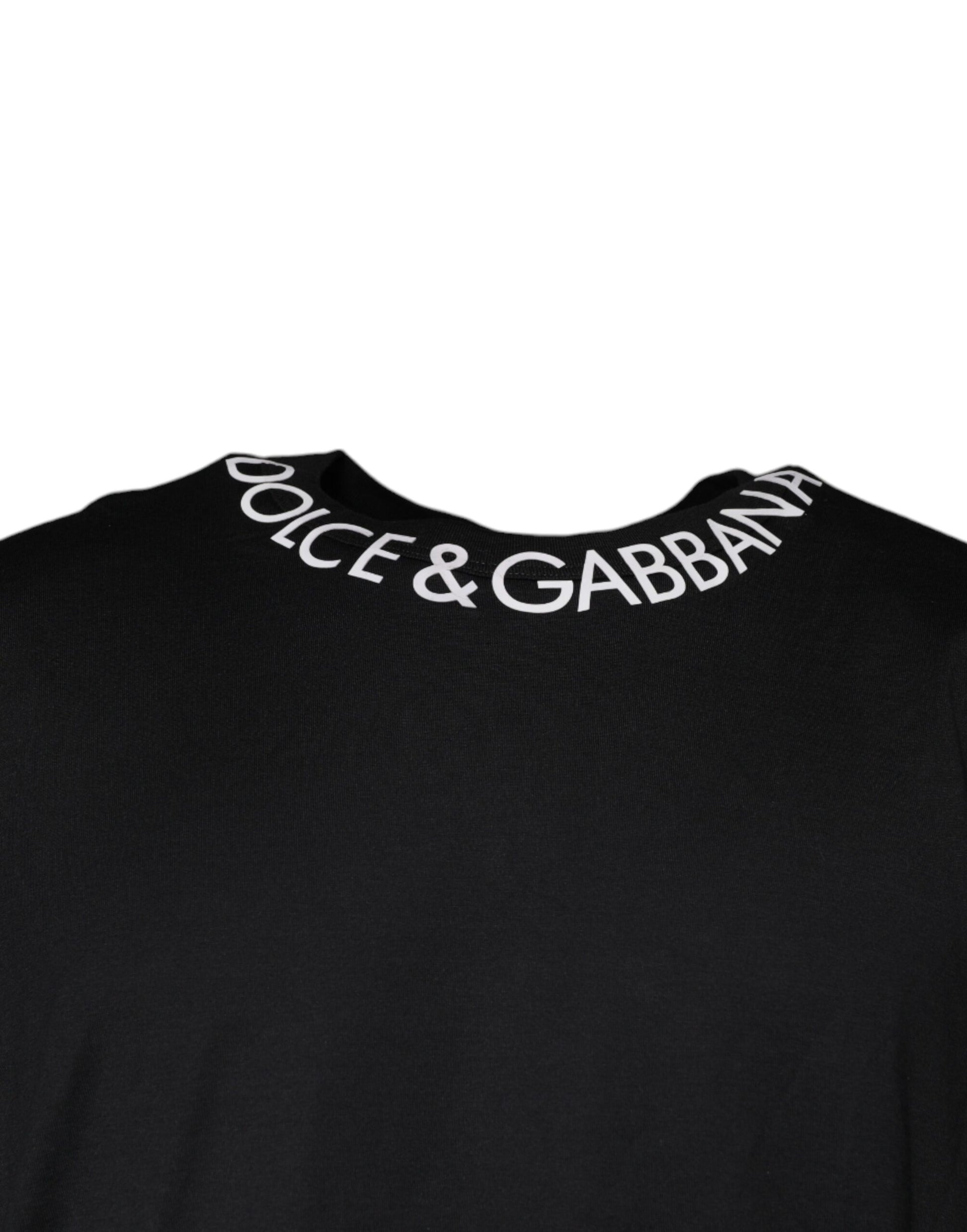 Dolce & Gabbana Black Logo Shorts Sleeves Crewneck T-shirt