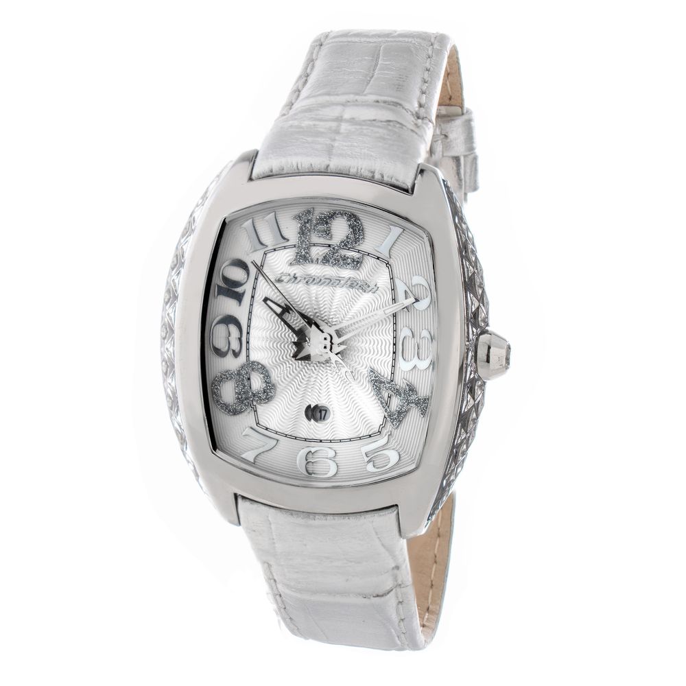 Chronotech Silver Leather Watch