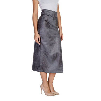 Only Gray Synthetic Leather Skirt