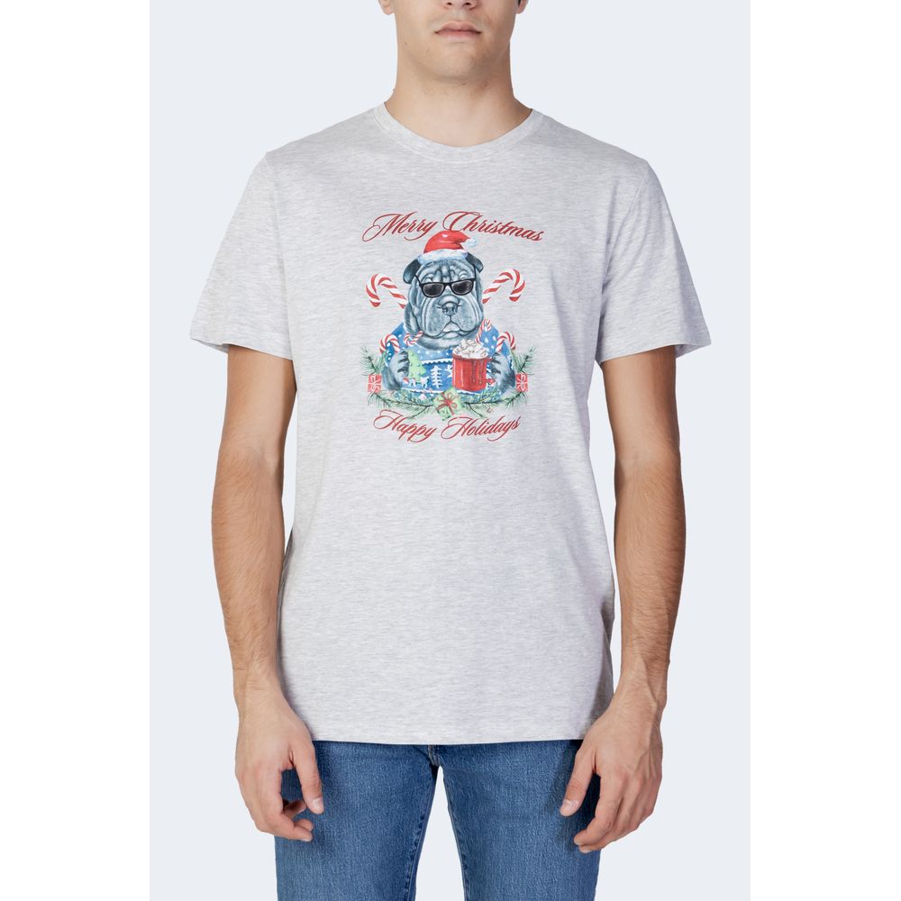 Jack Jones Gray Cotton T-Shirt