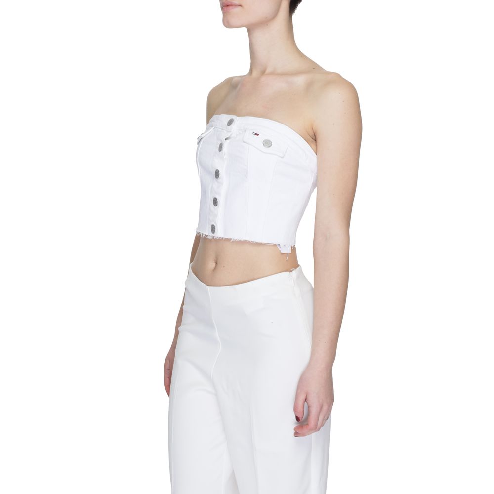 Tommy Hilfiger Jeans White Recycled Cotton Tops & T-Shirt