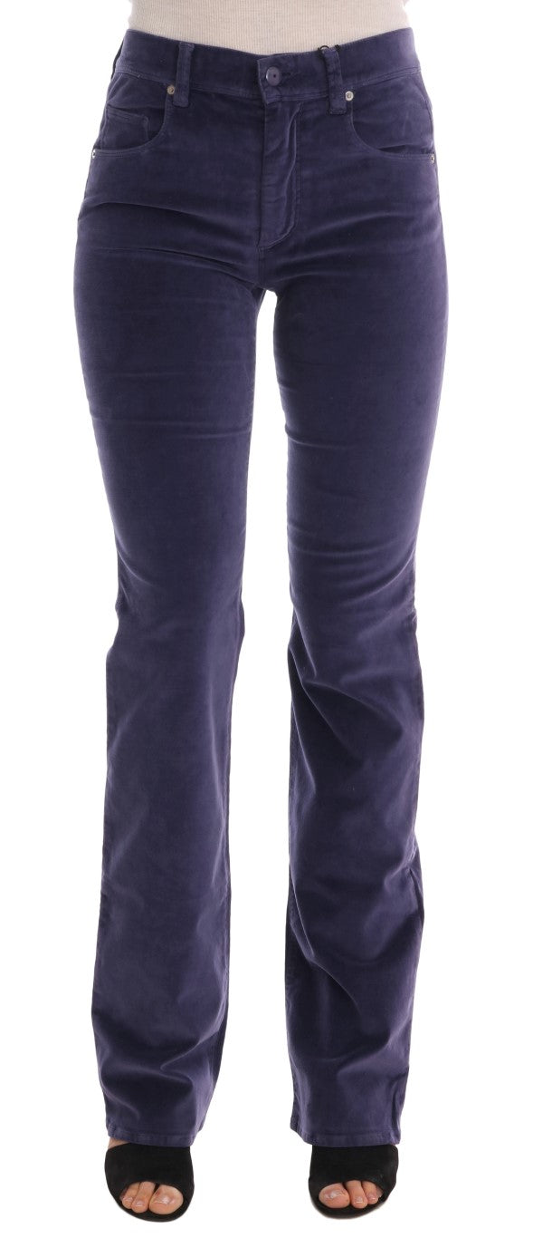 Ermanno Scervino Chic Purple Corduroy Bootcut Flare Pants