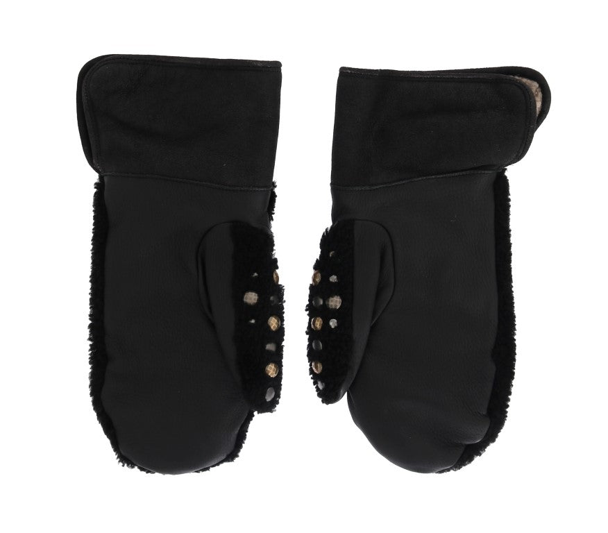 Dolce & Gabbana Studded Black Leather Gentleman's Gloves