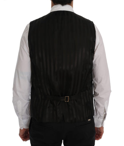 Dolce & Gabbana Elegant Striped Gray Wool Blend Waistcoat Vest