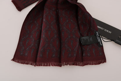 Dolce & Gabbana Silk Bordeaux Crown Chili Print Mens Scarf