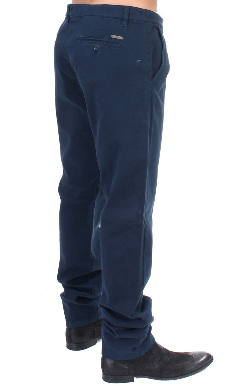 GF Ferre Elegant Blue Cotton Stretch Chinos