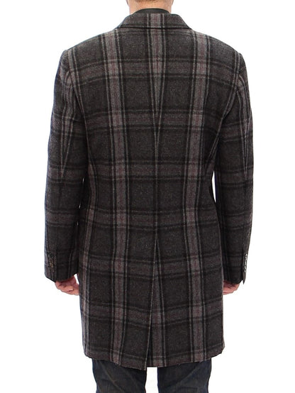 Dolce & Gabbana Sicilia Checkered Wool Blend Coat