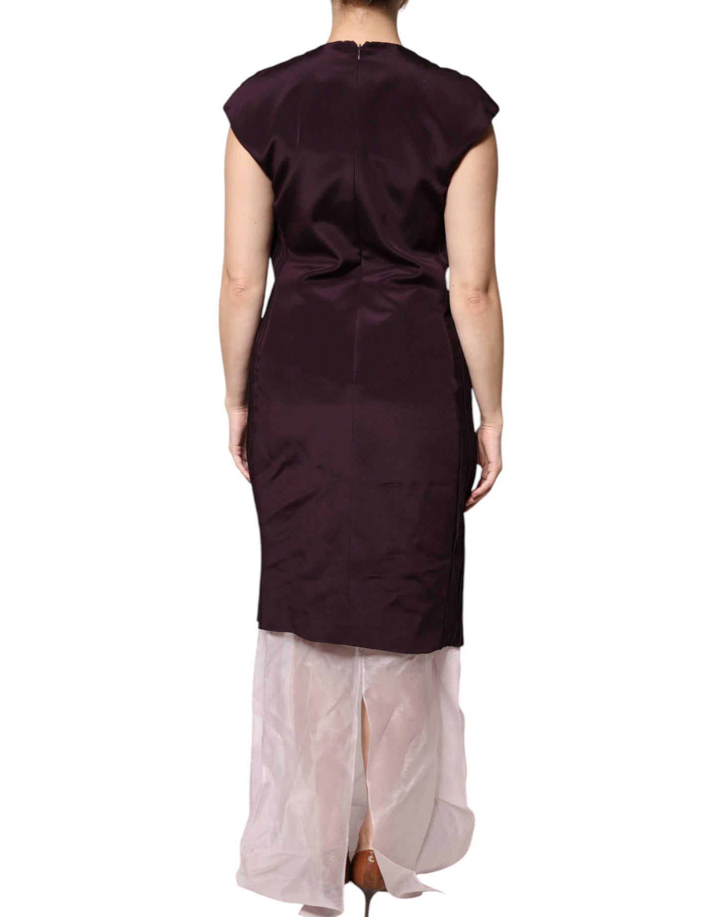 Barbara Casasola Brown Silk Short Sleeves Sheath Maxi Dress