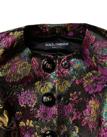 Dolce & Gabbana Multicolor Floral Jacquard Cropped Jacket