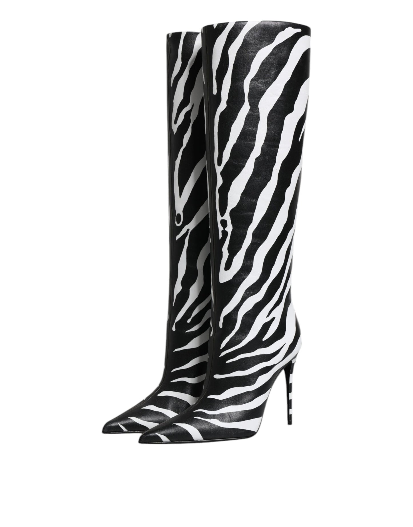 Dolce & Gabbana Black White Zebra Heels High Boots Shoes