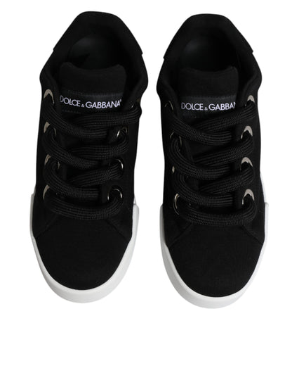 Dolce & Gabbana Black Portofino Low Top Sneakers Shoes