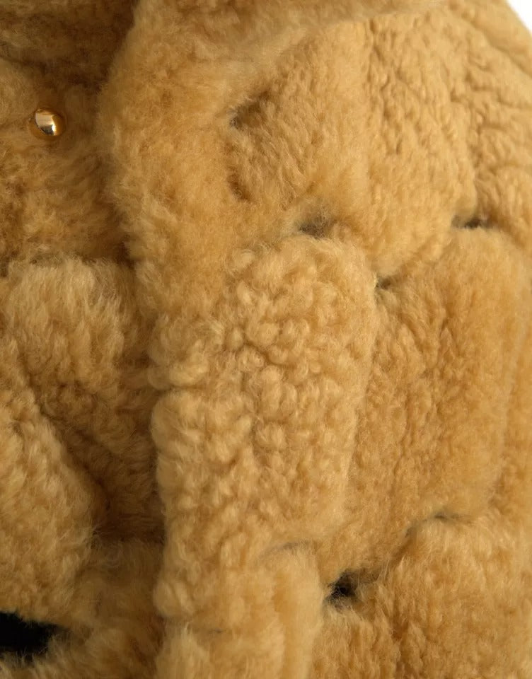 Bottega Veneta Yellow Wool Long Teddy Coat Jacket