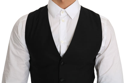 Dolce & Gabbana Sleek Black Wool Blend Formal Vest