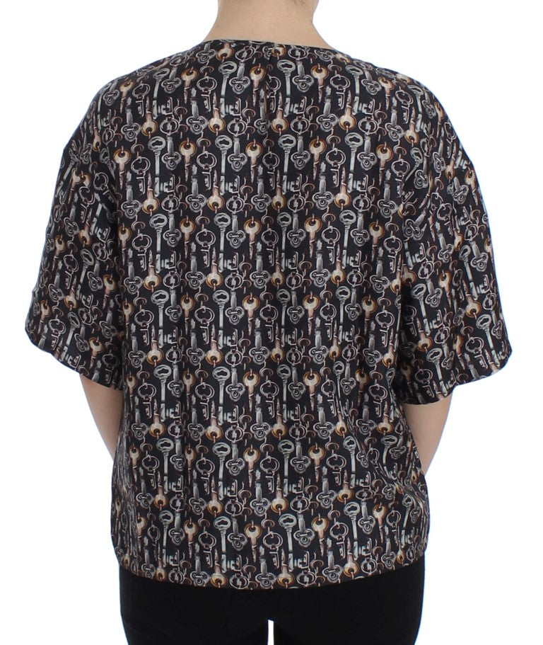 Dolce & Gabbana Enchanted Sicily Silk Blouse with Key Print